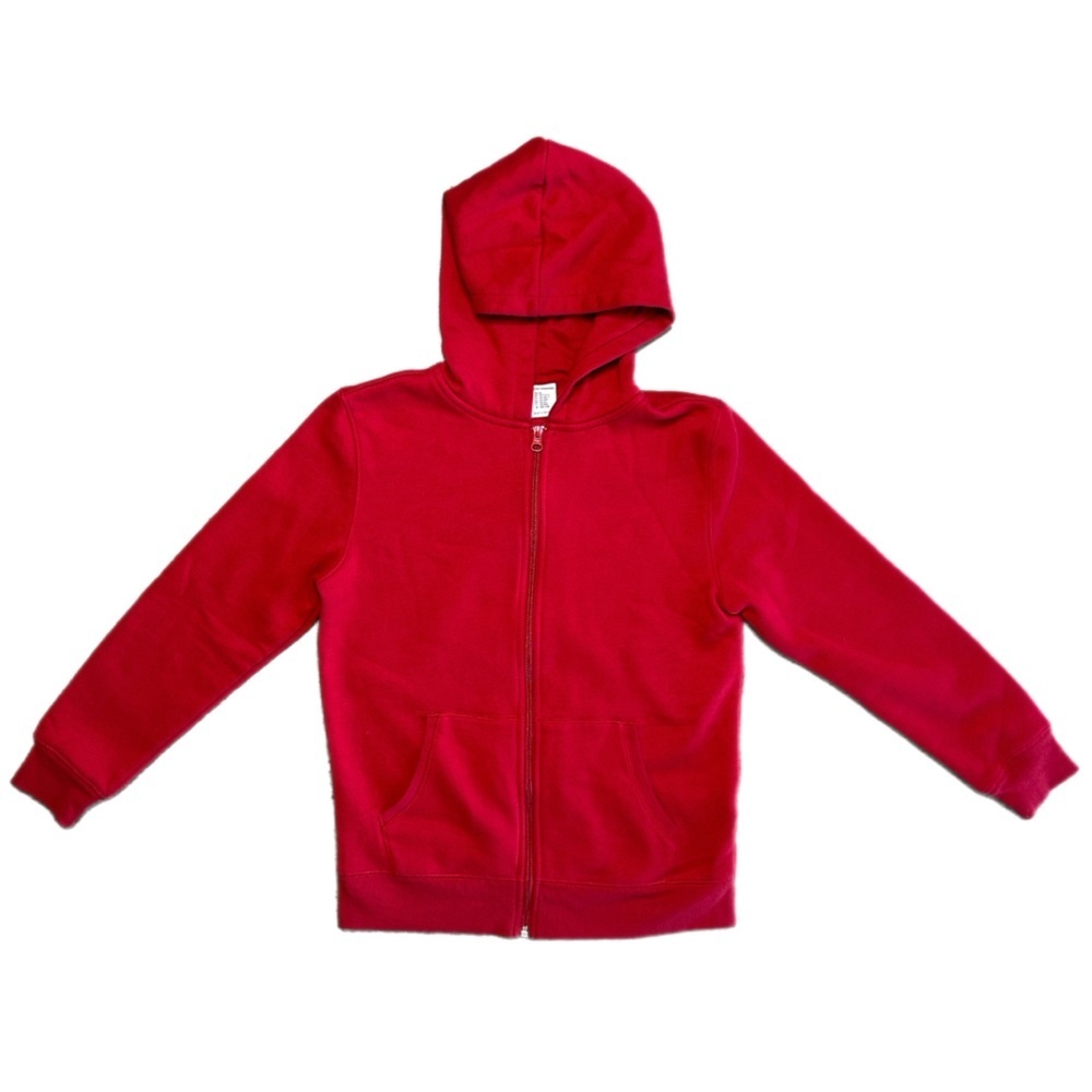 Amazon Essentials Kids Red Full-Zip Hoodie with Kangaroo Pockets